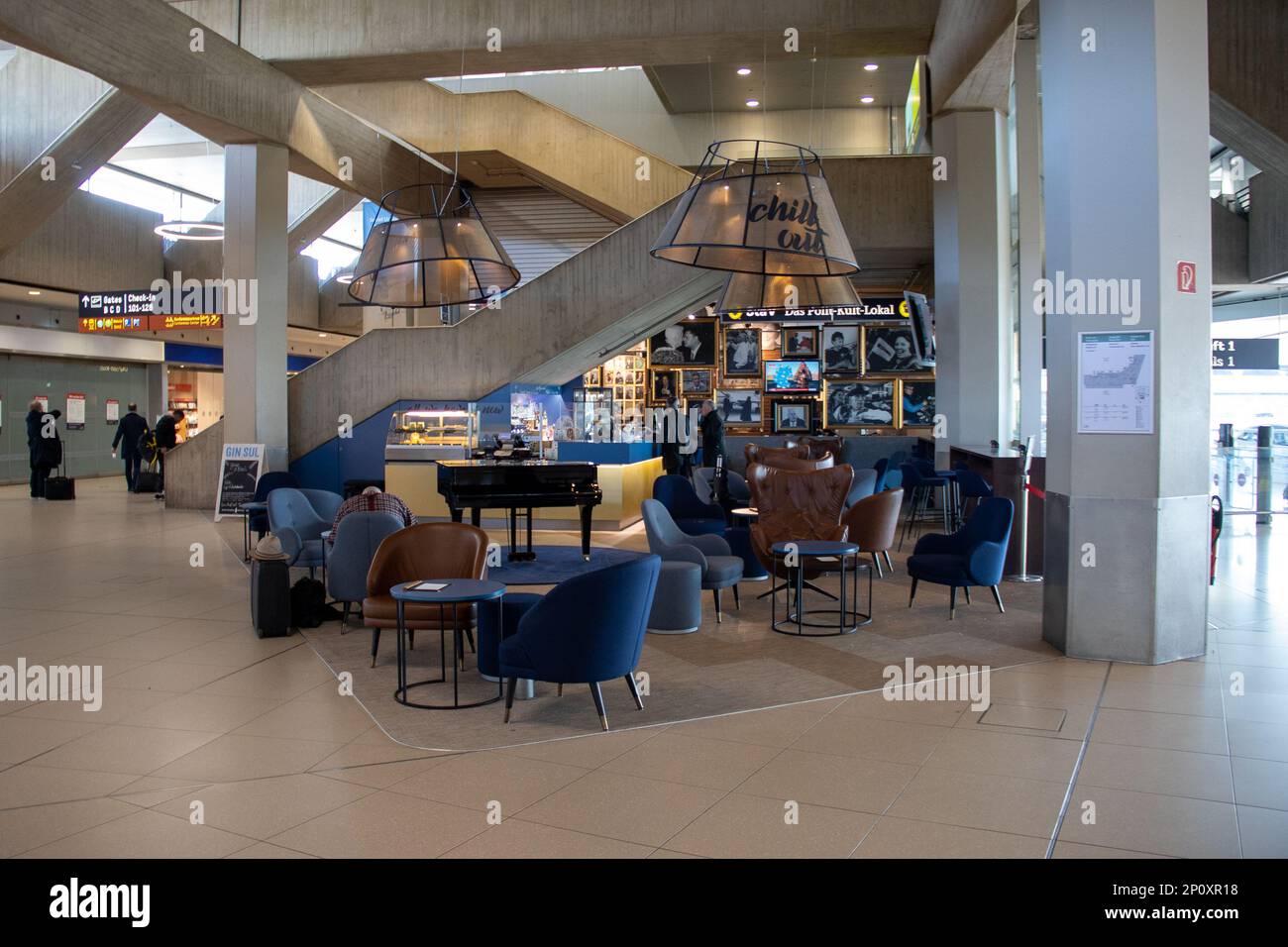 Cafe inside Koln/Bonn Airport. Credit: Sinai Noor / Alamy Stock Photo Stock Photo