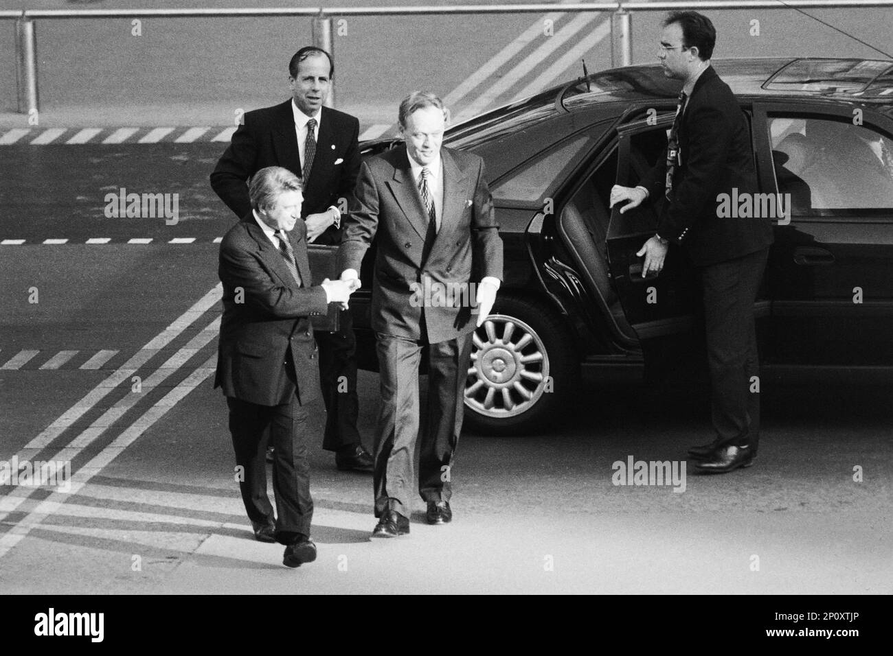 Archives 90ies: G7 summit, Arrival of the Heads of States, Jean Chrétien, canadian prime minister, Lyon, France, 1996 Stock Photo