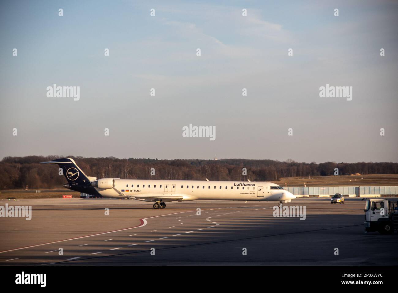 Lufthansa plane at Koln/Bonn Airport. Credit: Sinai Noor / Alamy Stock Photo Stock Photo