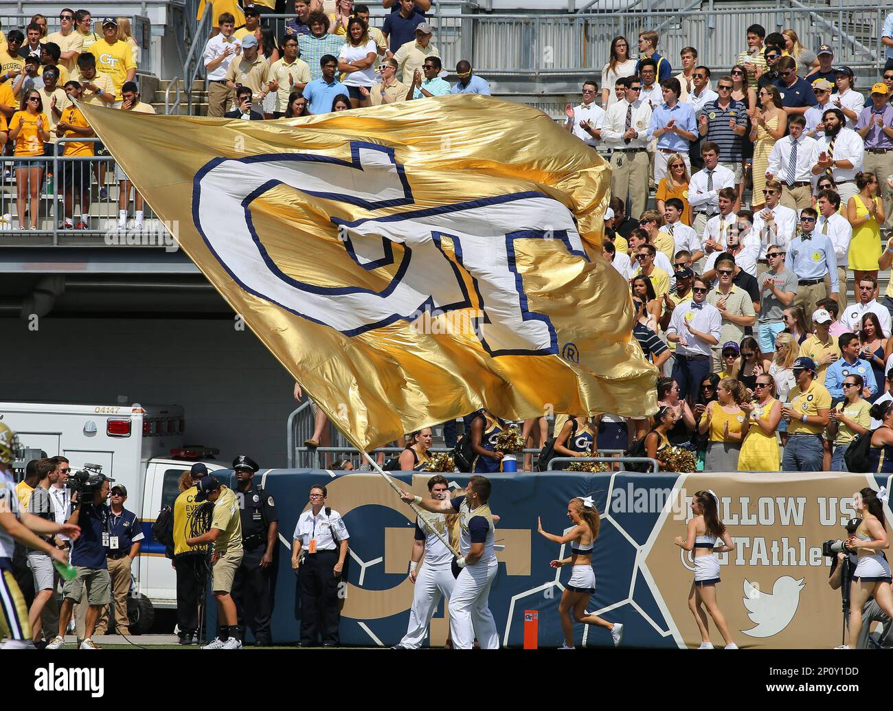 SEP 17, 2016 GA Tech cheer squad celebrates a touchdown during the