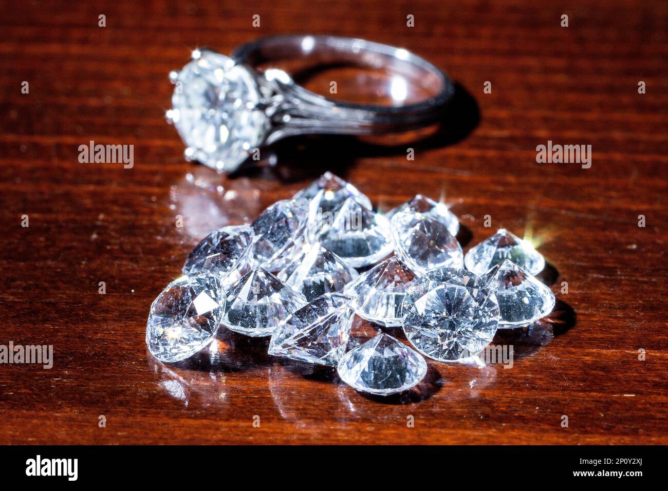 diamonds and diamond ring Stock Photo