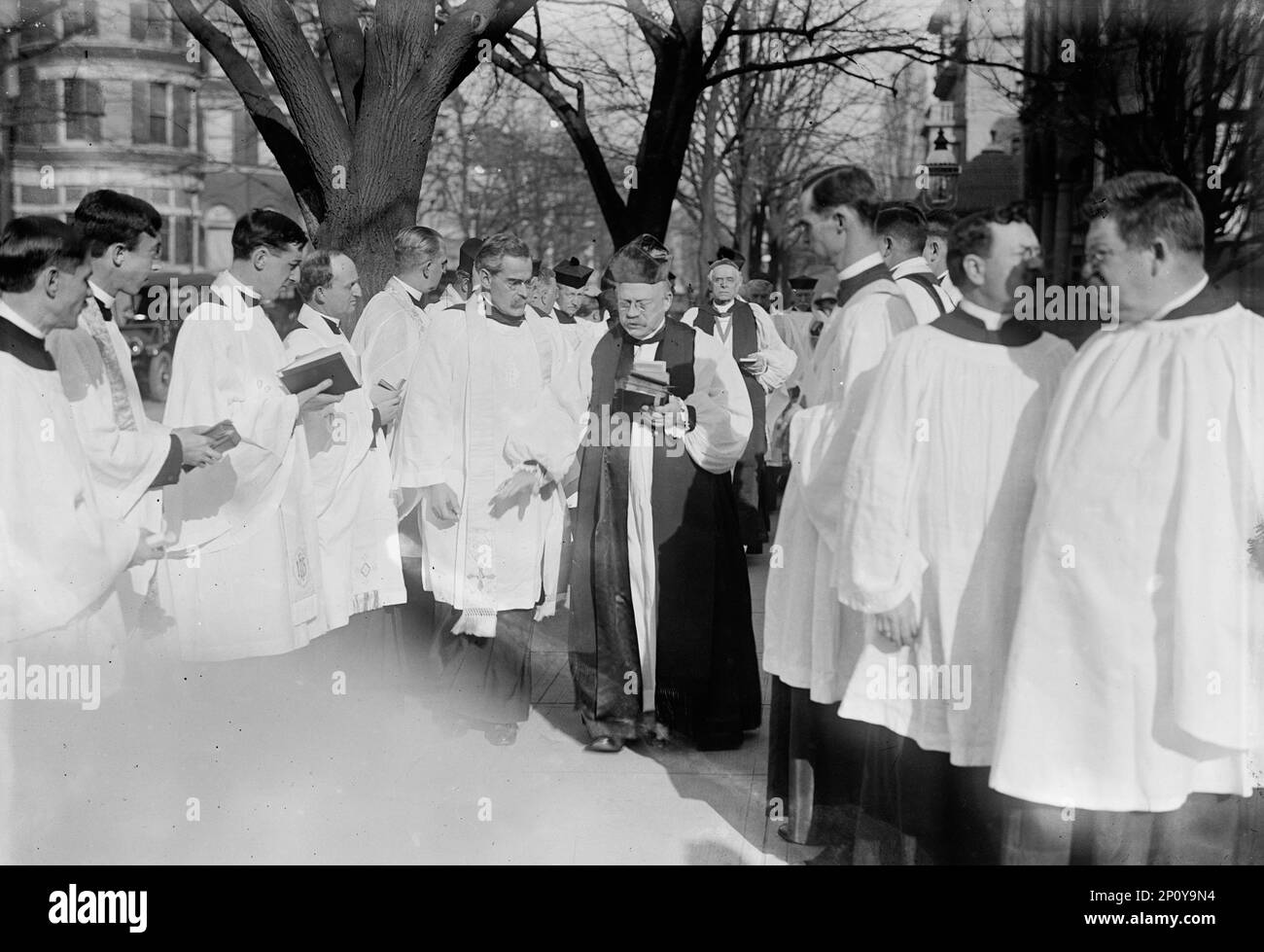 Saint Thomas P.E. Church - Consecration Services, Dec 1912. 2nd from Left, Rev. Dr. George W. Atkinson; 3rd, Rev. Charles T. Warner; 4th, Rev. Joseph E. Williams; 5th, Nelms, Choir Master; 6th, Bishop Alfred Harding, Officiating; 7th, Bishop Wood, English Bishop of Jamaica. Protestant Episcopal church in Washington DC. Stock Photo