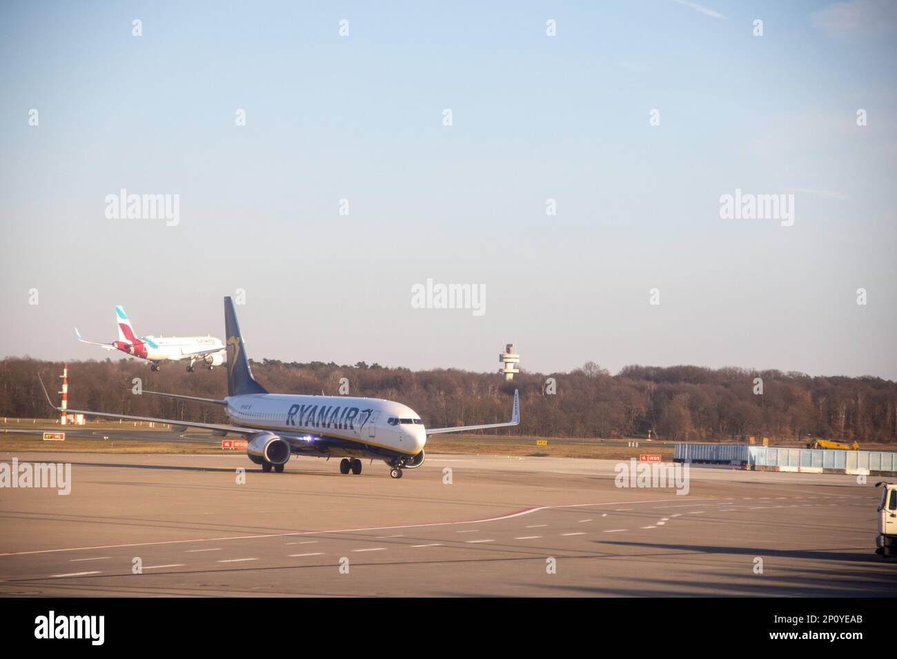 Ryan Air plane lnaded at Koln/Bonn Airport. Credit: Sinai Noor / Alamy Stock Photo Stock Photo