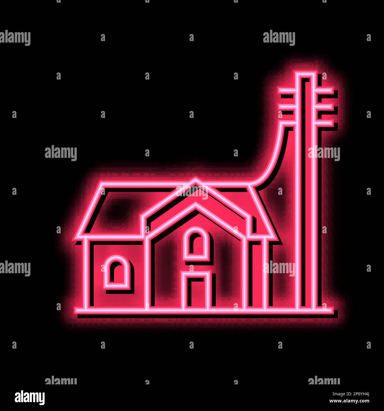 house connected to electricity neon glow icon illustration Stock Vector ...