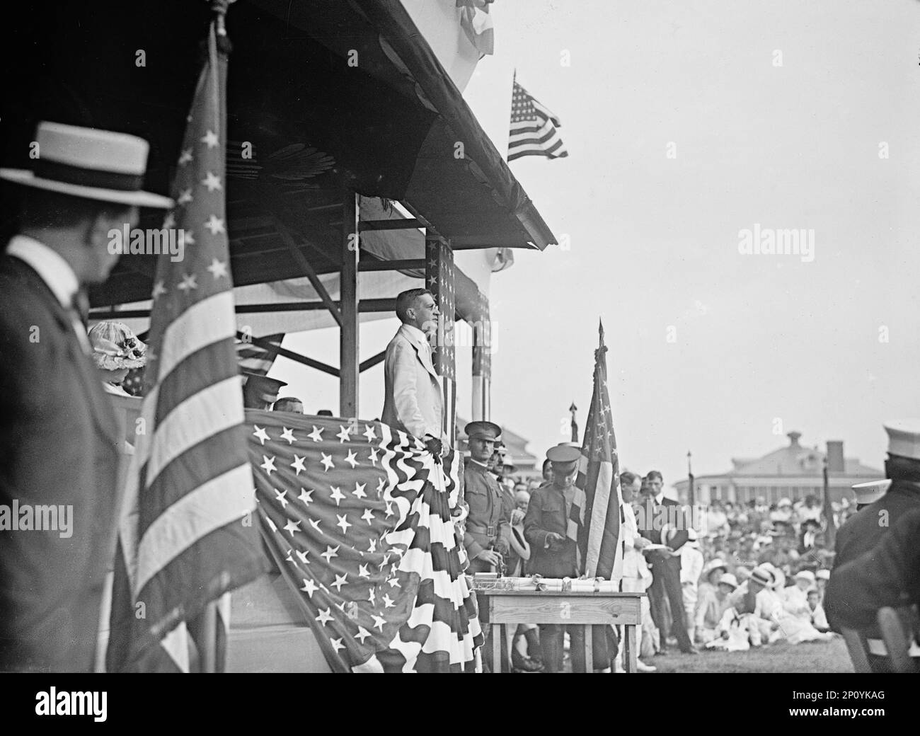 Newton Diehl Baker On Reviewing Stand, 1917 or 1918. US Secretary of War. Stock Photo