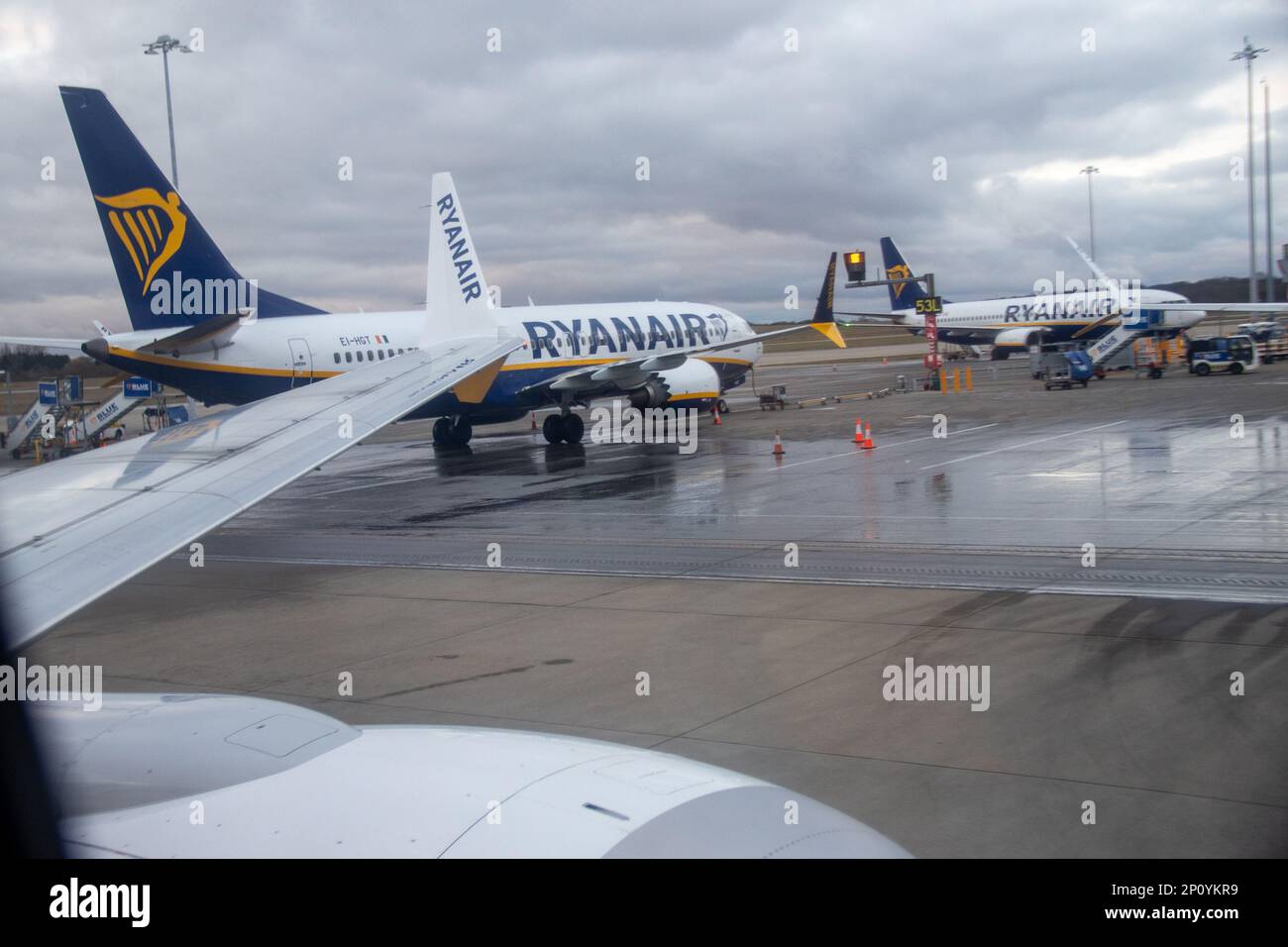 Ryan Air planes at Stansted Airport. Credit: Sinai Noor / Alamy Stock Photo Stock Photo