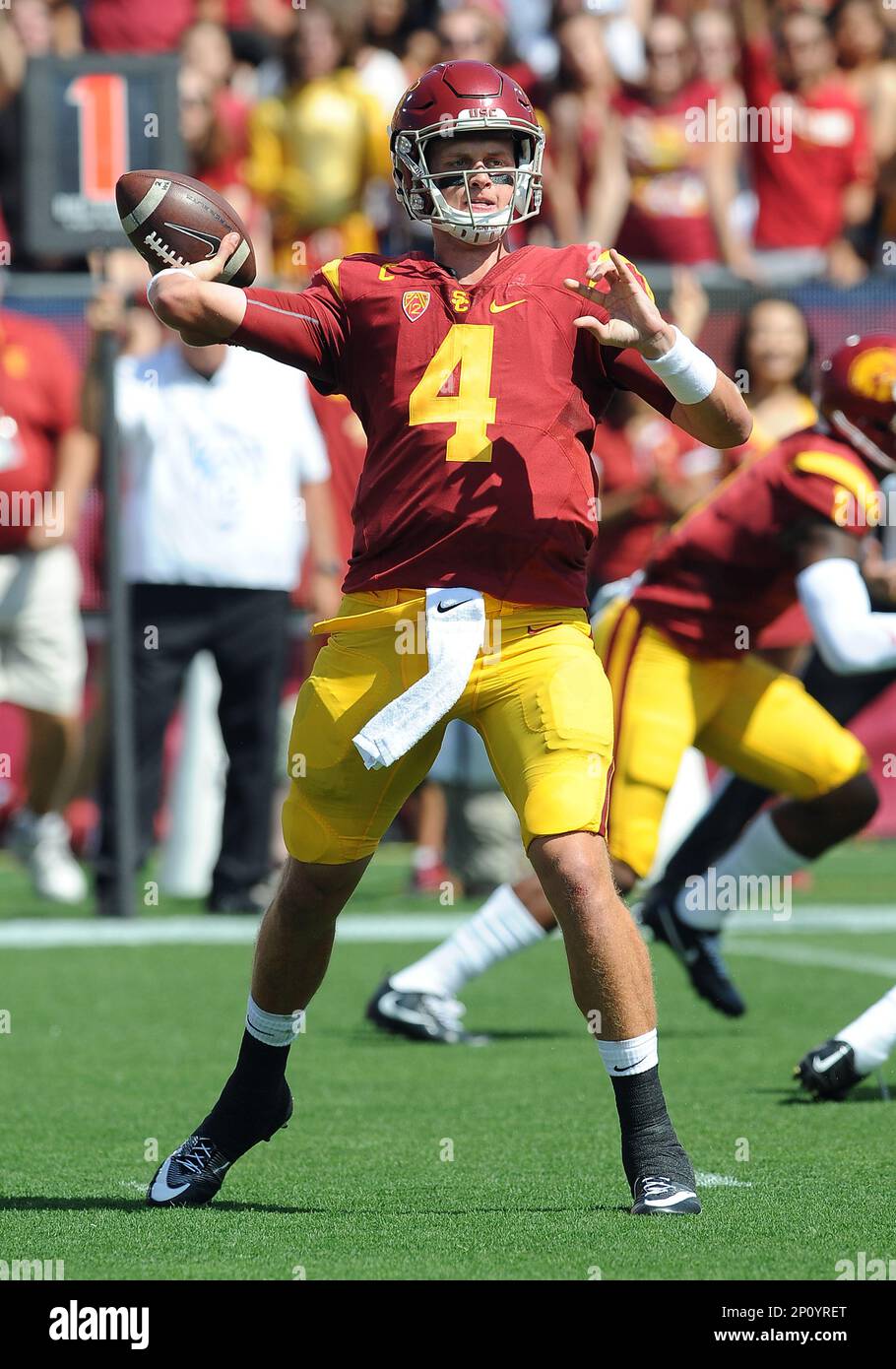 10 Sep. 2016 USC Trojans quarterback Max Browne (4) back to pass in