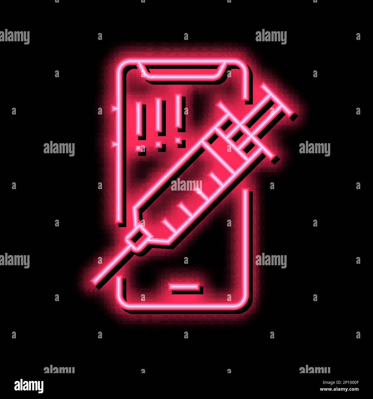 syringe and mobile phone neon glow icon illustration Stock Vector Image ...