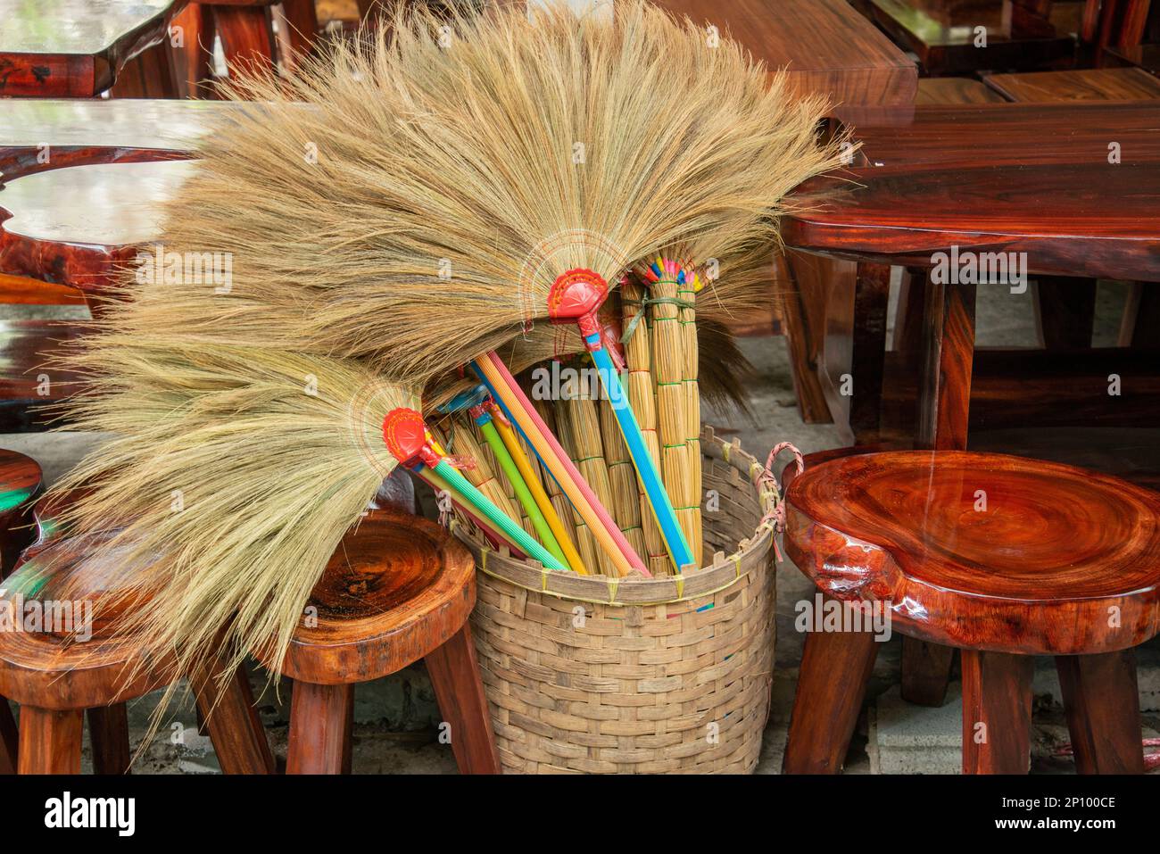 a asian broom at the Border Market at the Border of Thailand and