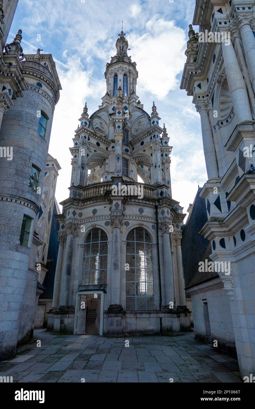 Chambord, France, February 25, 2023. The Chateau de Chambord is the largest chateau in the Loire Valley. Stock Photo