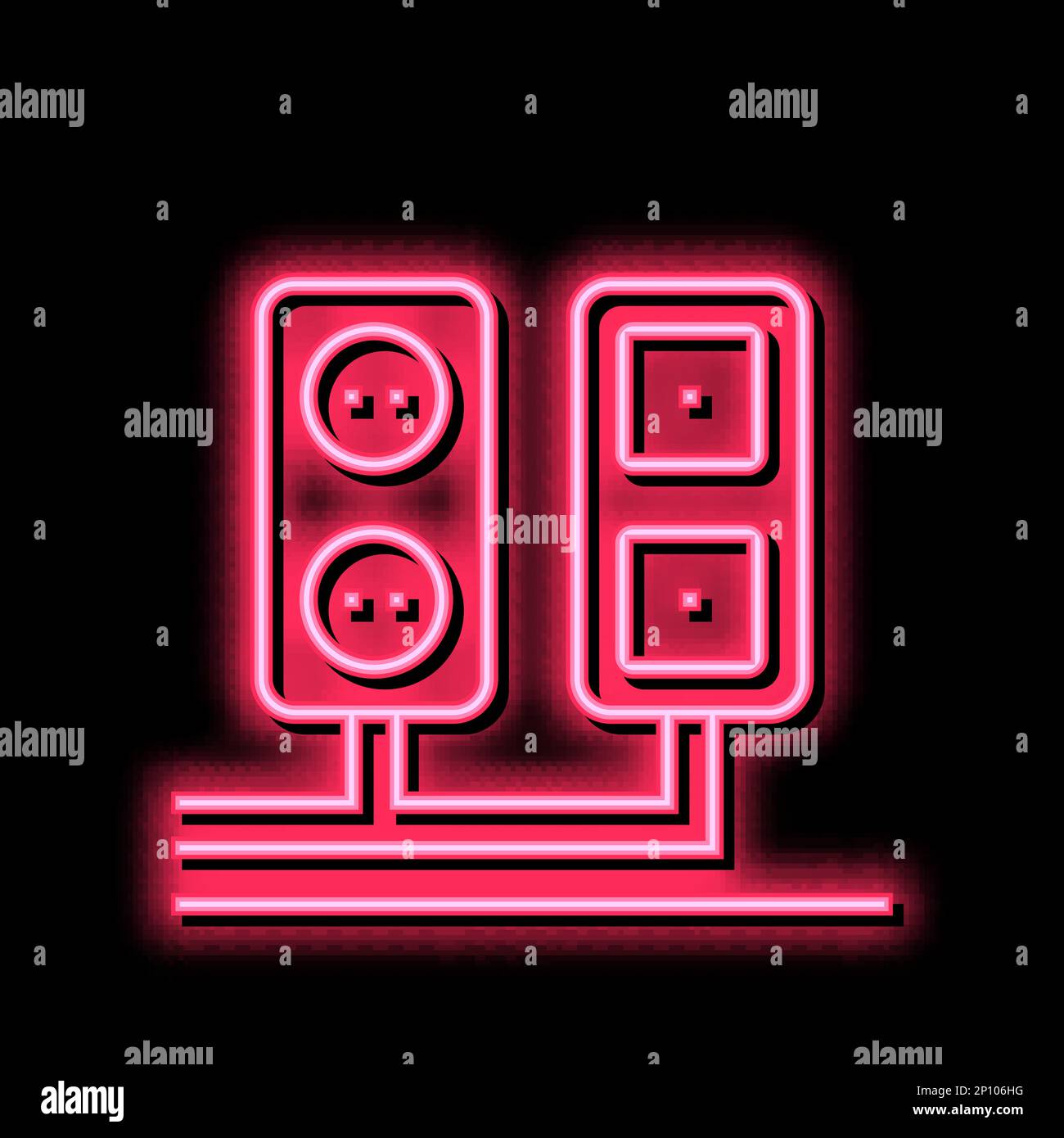 socket and antenna output installation neon glow icon illustration ...