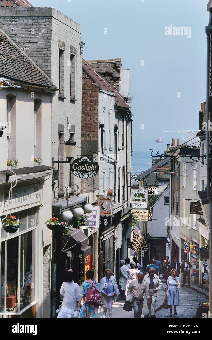The Old High Street, now part of the Creative Quarter in Folkestone, Kent, England, UK. 1986 Stock Photo