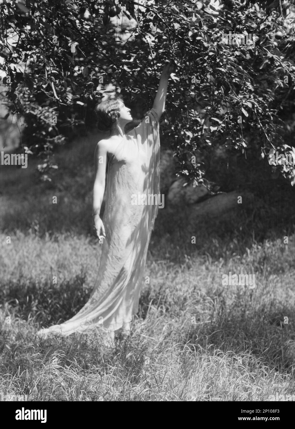 Olson, Margaret, Miss, standing outdoors, 1924 July. Stock Photo