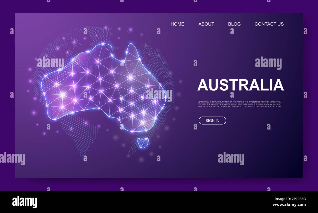 Australia 3d low poly website template. Australia map design