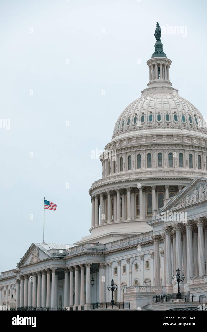 Snow and early spring in Washington DC, Feb25th, 23. Capitolhill Stock Photo