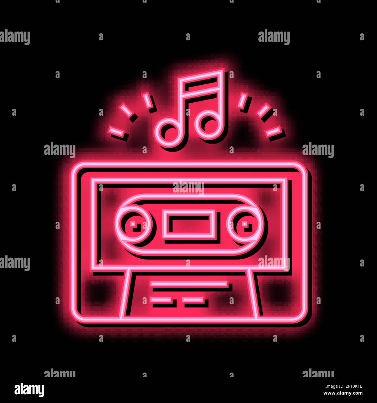 audio guide cassette neon glow icon illustration Stock Vector