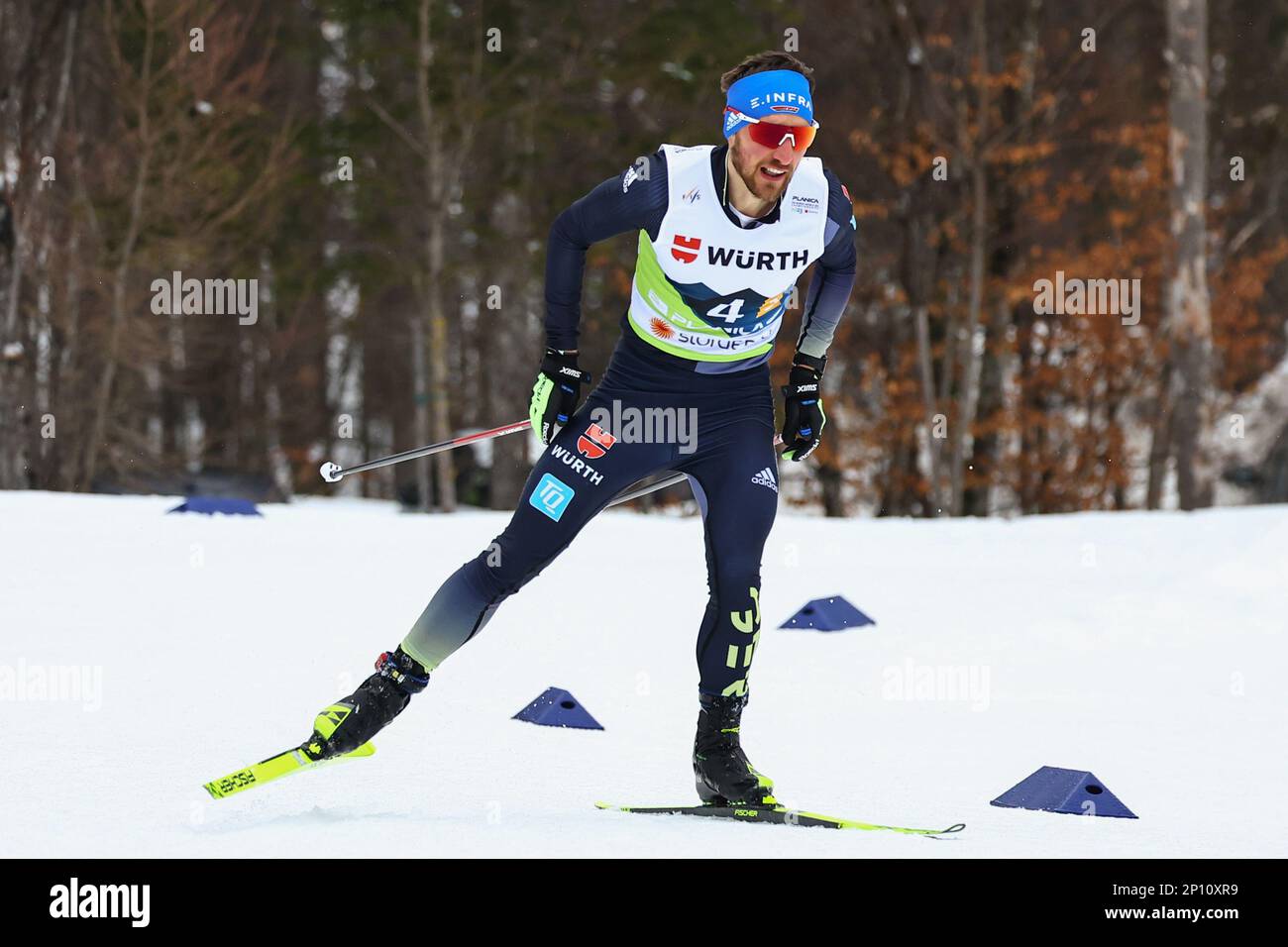 Planica, Slovenia. 03rd Mar, 2023. Nordic skiing: World Championships, cross-country - relay 4 x 10 km, men. Jonas Dobler from Germany in action. Credit: Daniel Karmann/dpa/Alamy Live News Stock Photo