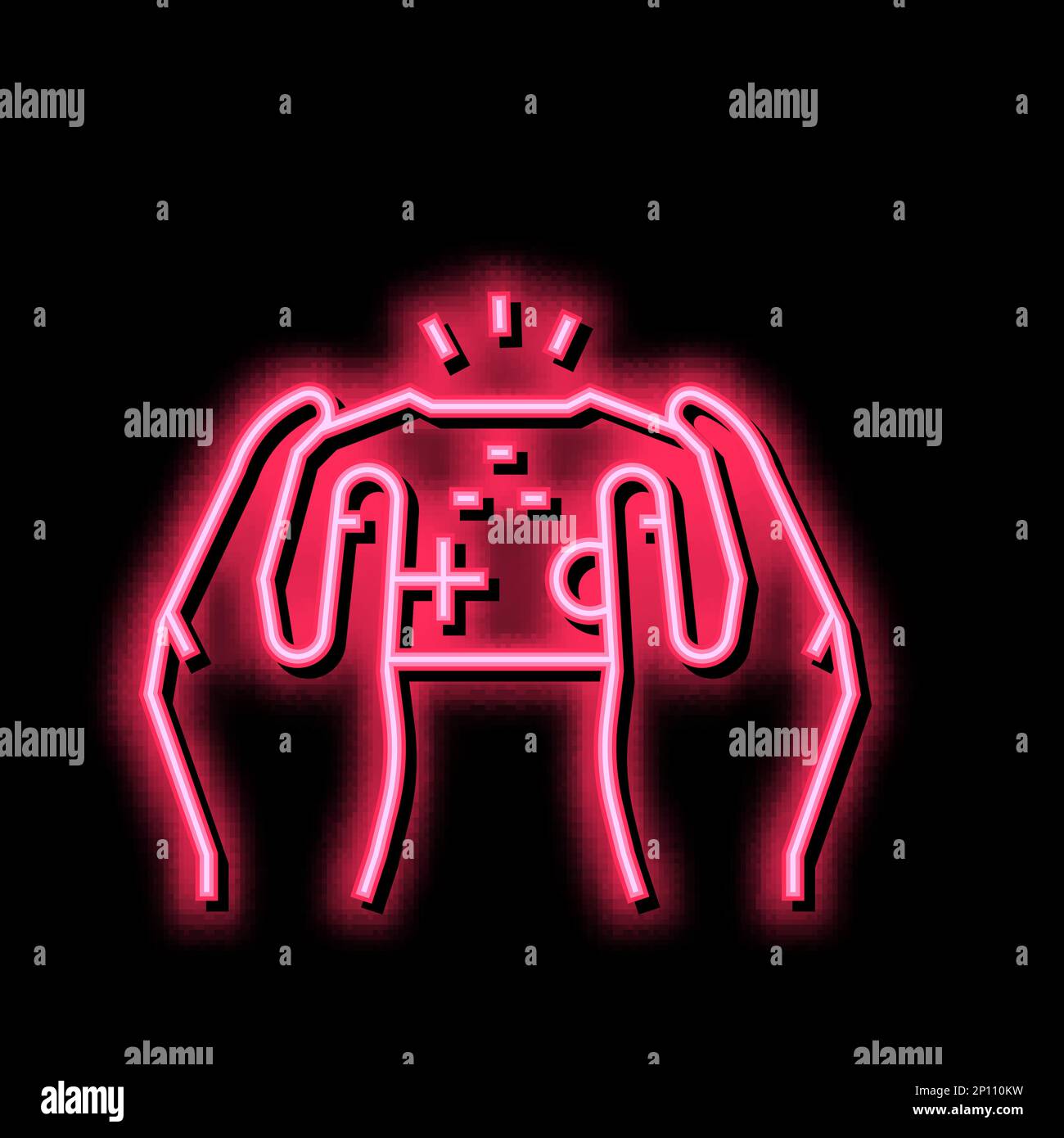 playing video game joystick neon glow icon illustration Stock Vector ...