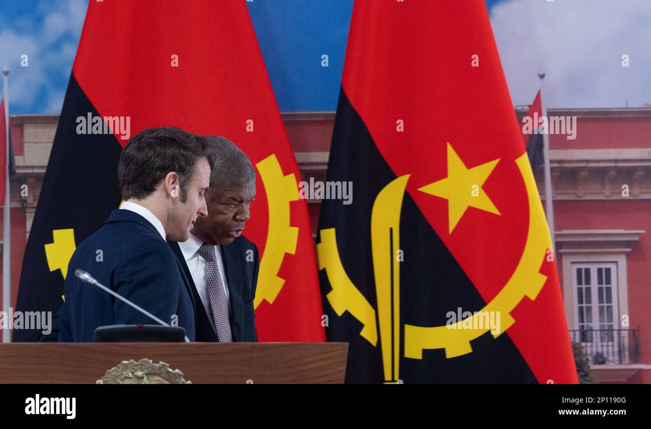 Luanda, Angola. 03rd Mar, 2023. French President Emmanuel Macron and