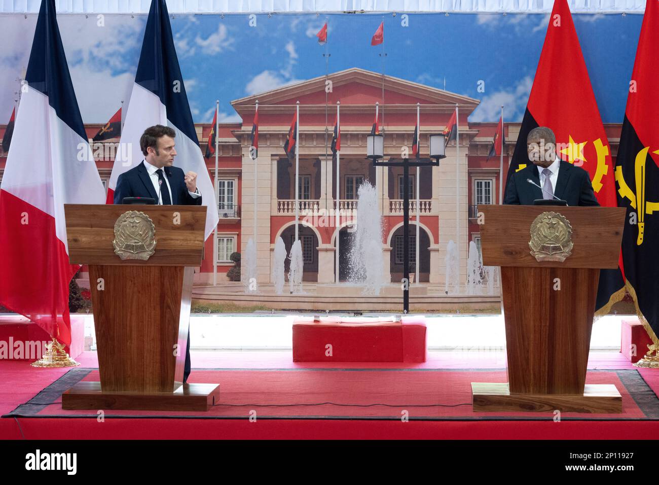 Luanda, Angola. 03rd Mar, 2023. French President Emmanuel Macron and
