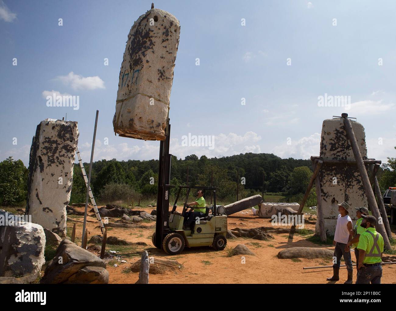 Dennis Goodbar with Auto Towing and Repair out of Lexington, uses a forklift to remove part of