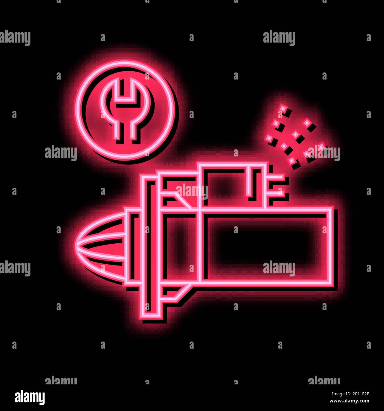 starter repair and replacement neon glow icon illustration Stock Vector ...