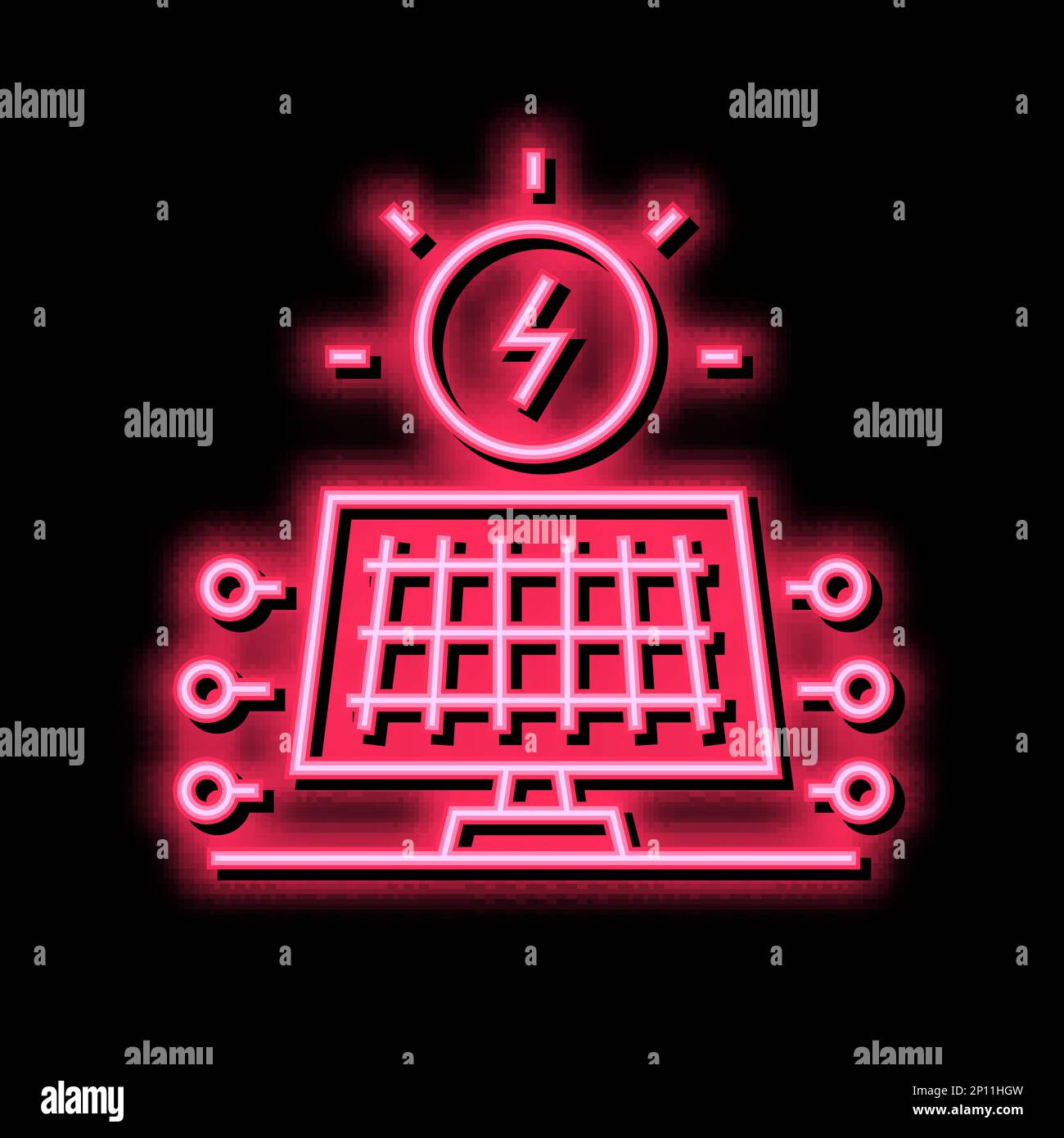 solar electrical panel neon glow icon illustration Stock Vector Image ...