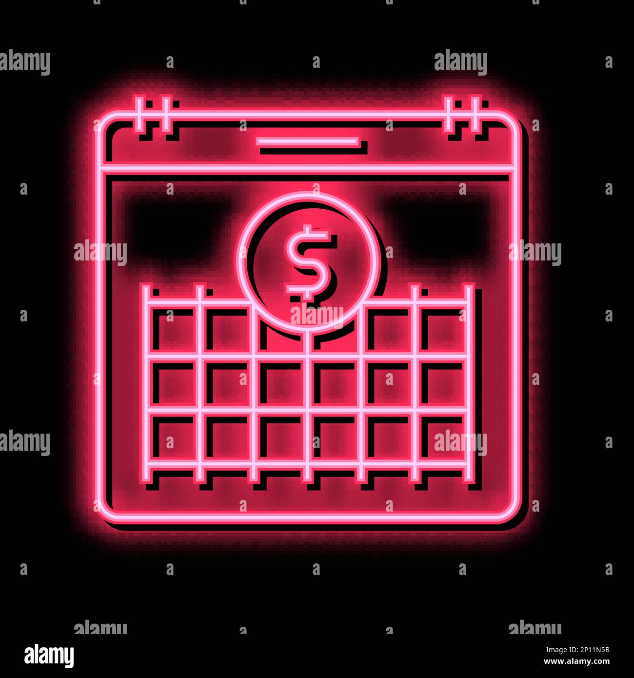 finance investment calendar neon glow icon illustration Stock Vector