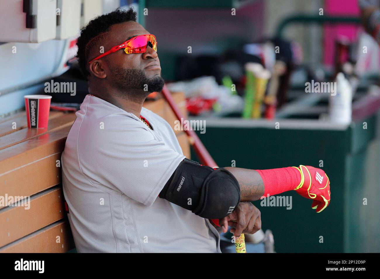 July 31, 2016: Boston Red Sox designated hitter David Ortiz (34) during the  MLB regular season game between the Boston Red Sox and the Los Angeles  Angels of Anaheim at Angel Stadium