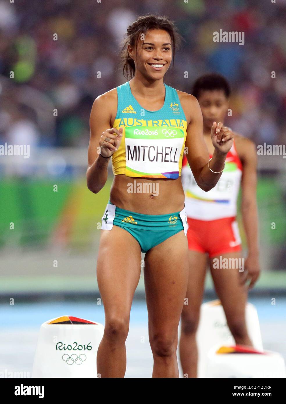 Morgan Mitchell of the Australia on the track at Olympic Stadium ...