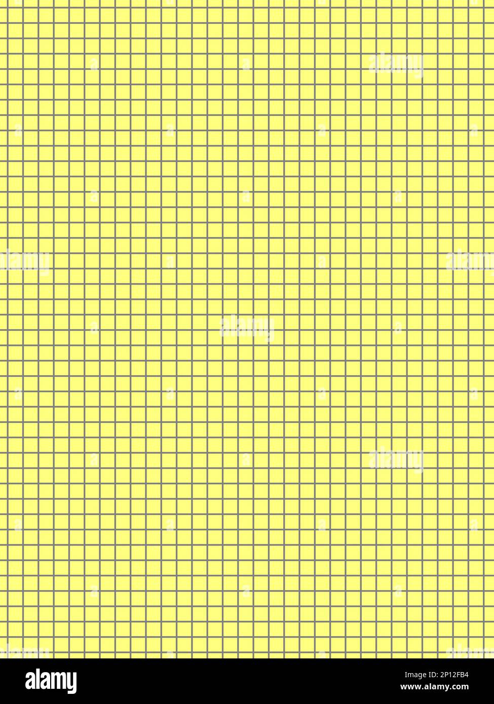 black colour graph paper over yellow useful as a background Stock Photo
