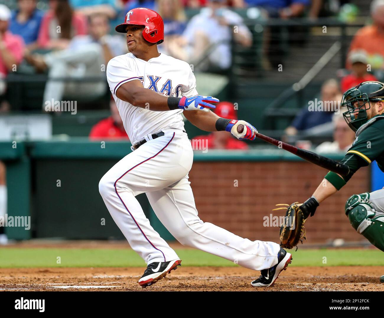 20 SEP 2016: Texas Rangers third baseman Adrian Beltre crosses home plate  during the MLB game between the Los Angeles Angels and Texas Rangers at  Globe Life Park in Arlington, TX. (Photo