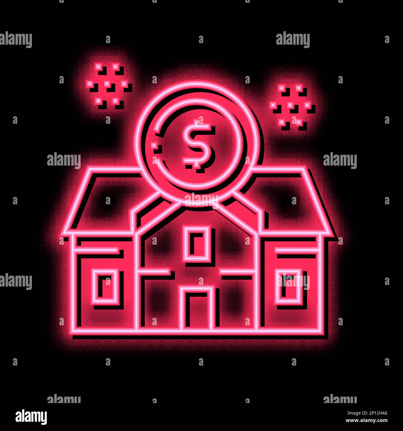 rental house building neon glow icon illustration Stock Vector Image ...