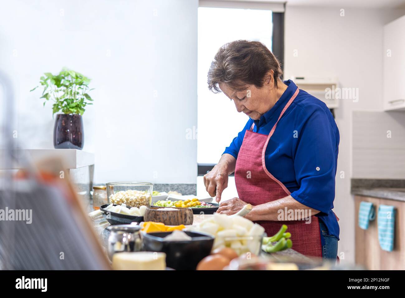 granny-cooking-at-the-kitchen-counter-stock-photo-alamy