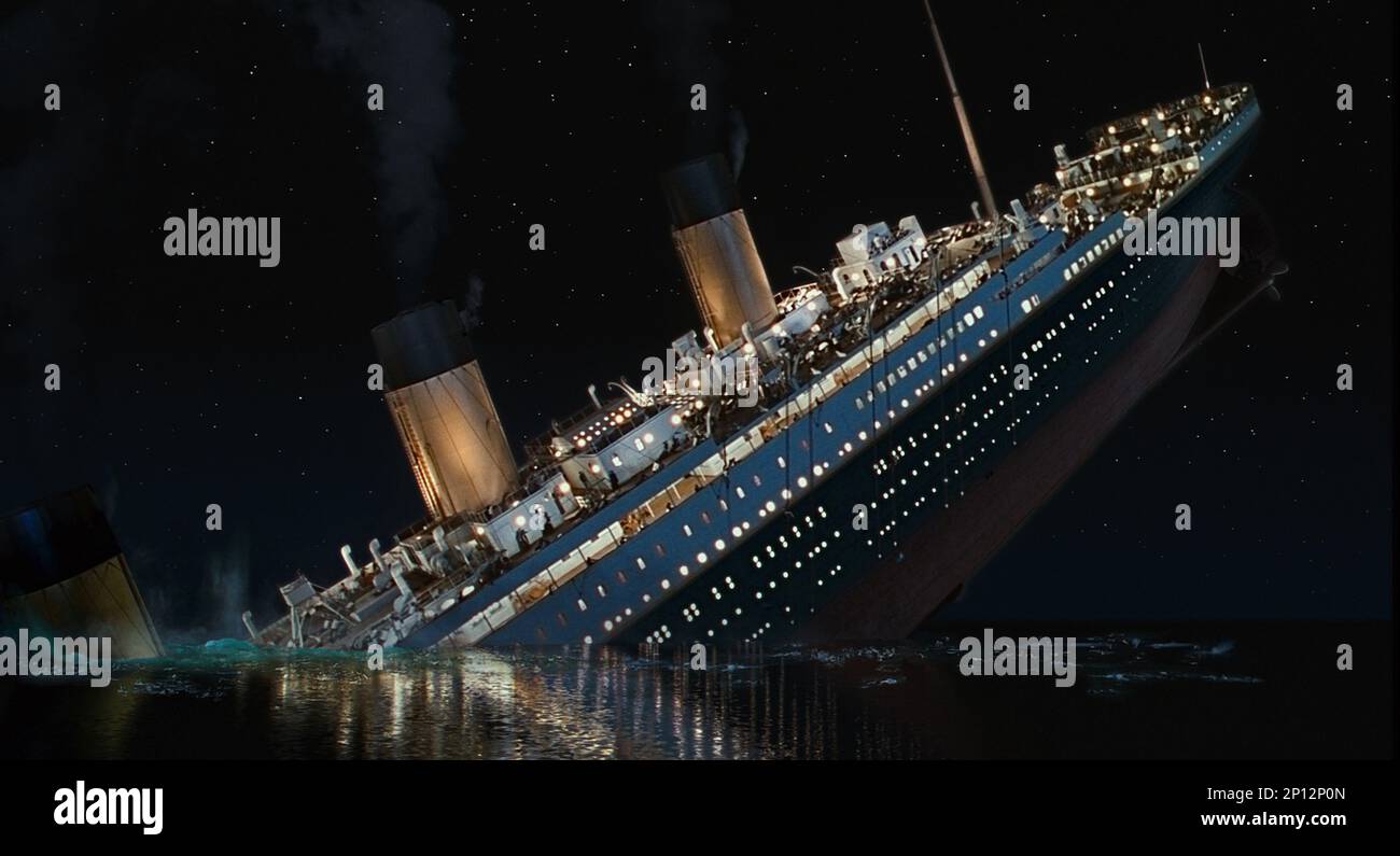 Titanic  Sinking ship scene Stock Photo