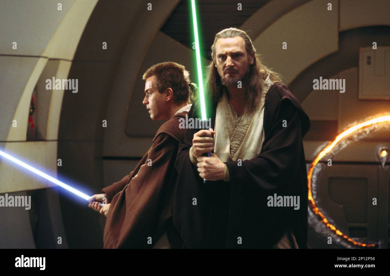 Star Wars The Phantom Menace  Ewan McGregor & Liam Neeson Stock Photo