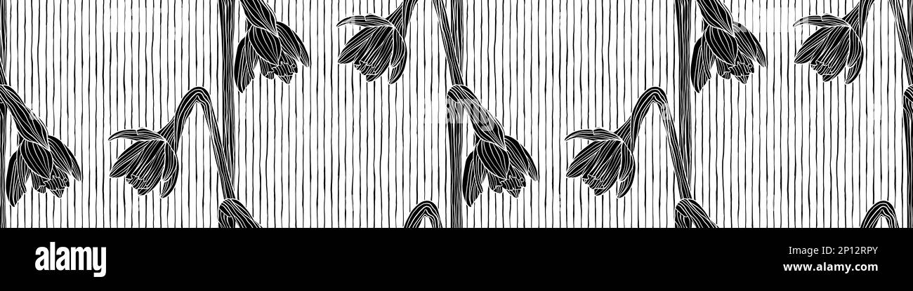 Seamless vintage hand drawn doodle daffodil flowers wallpaper pattern ...