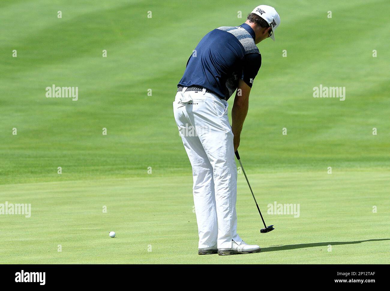 13 AUG 2016 Golfer Zach Johnson putts on the number one hole during