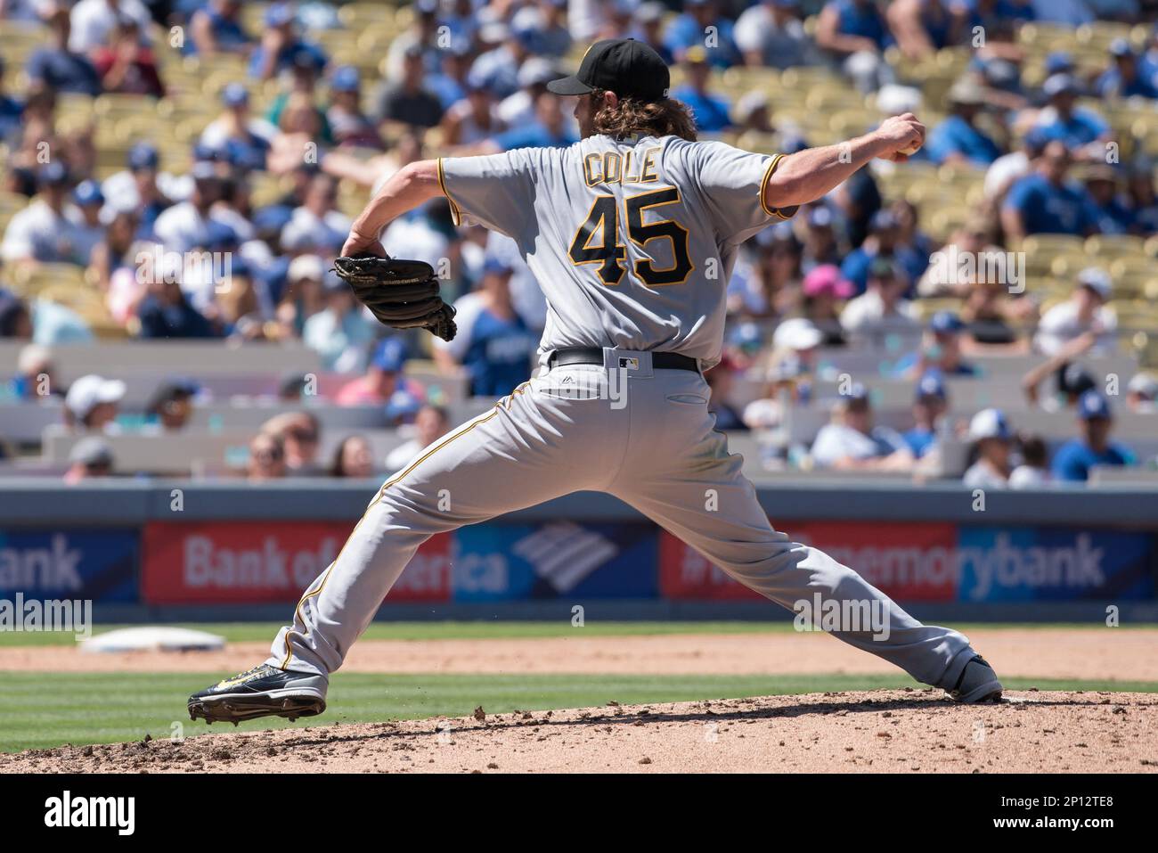 Pittsburgh Pirates starting pitcher Gerrit Cole (45) throws