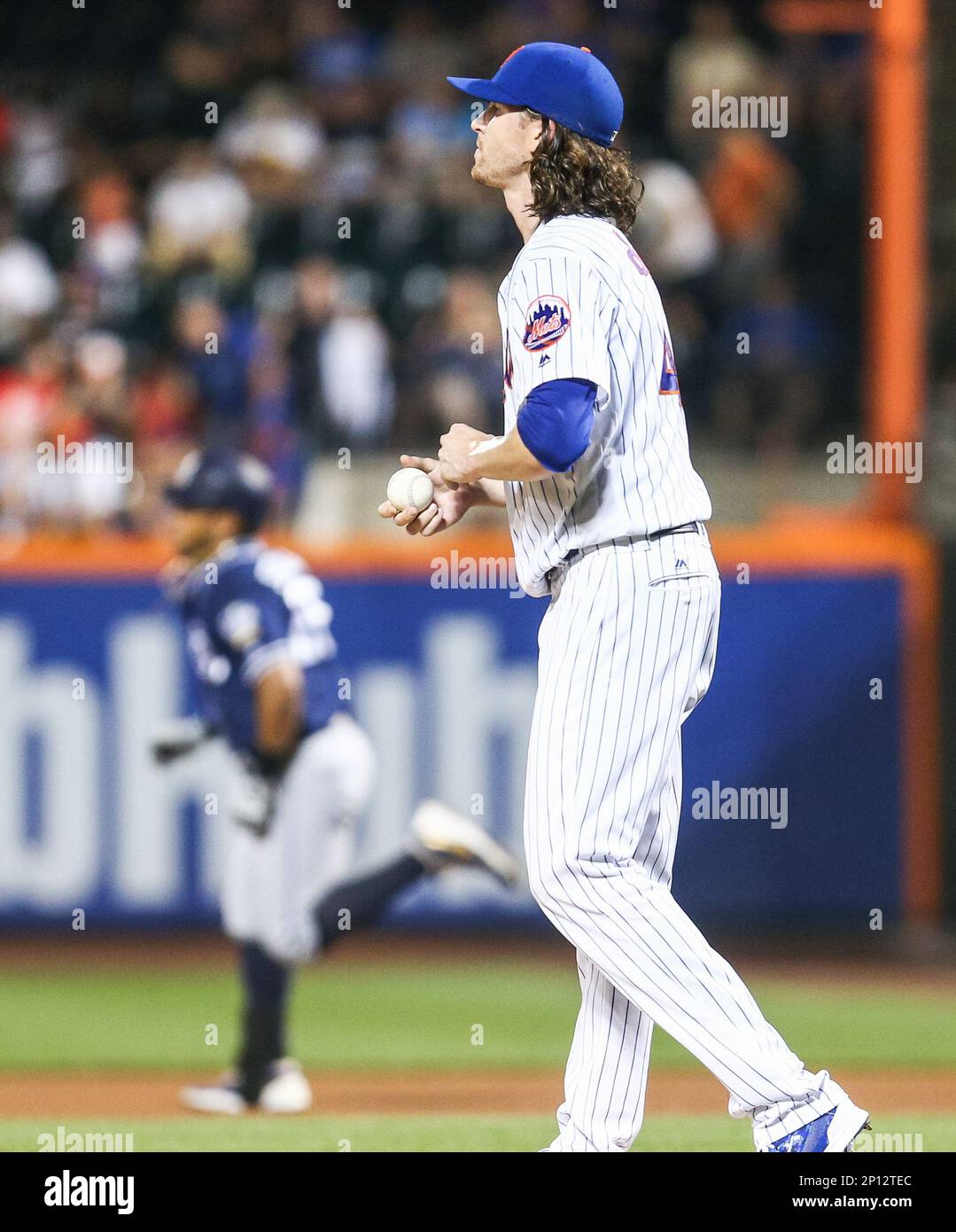 August 13, 2016: New York Mets Starting pitcher Jacob deGrom (48) [10741]  reacts after surrendering a game-tying home run to San Diego Padres Infield  Yangervis Solarte (26) [9704] during the seventh inning