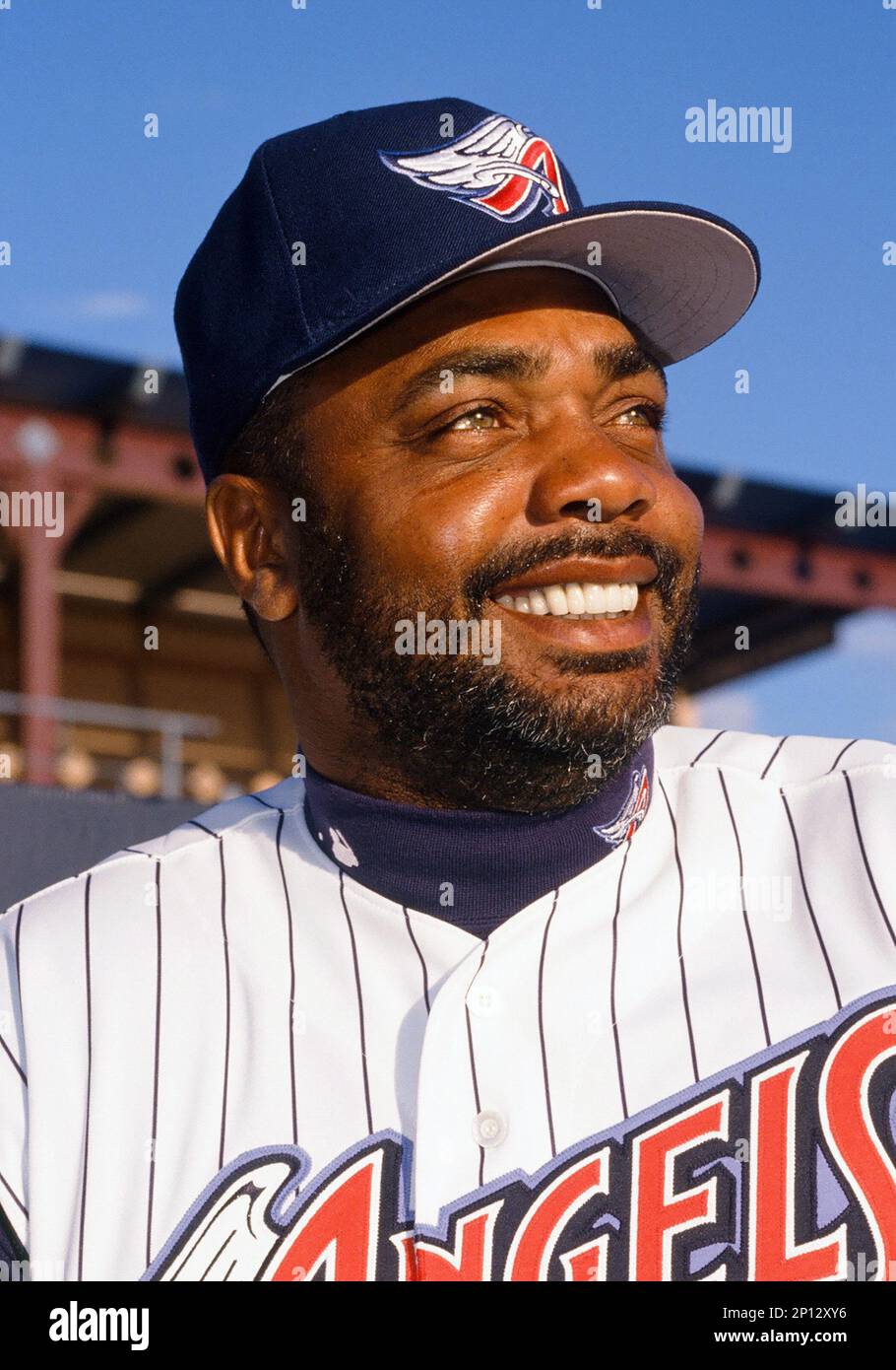 24 Feb. 1997 Anaheim Angels first base coach Dave Parker (39) posses