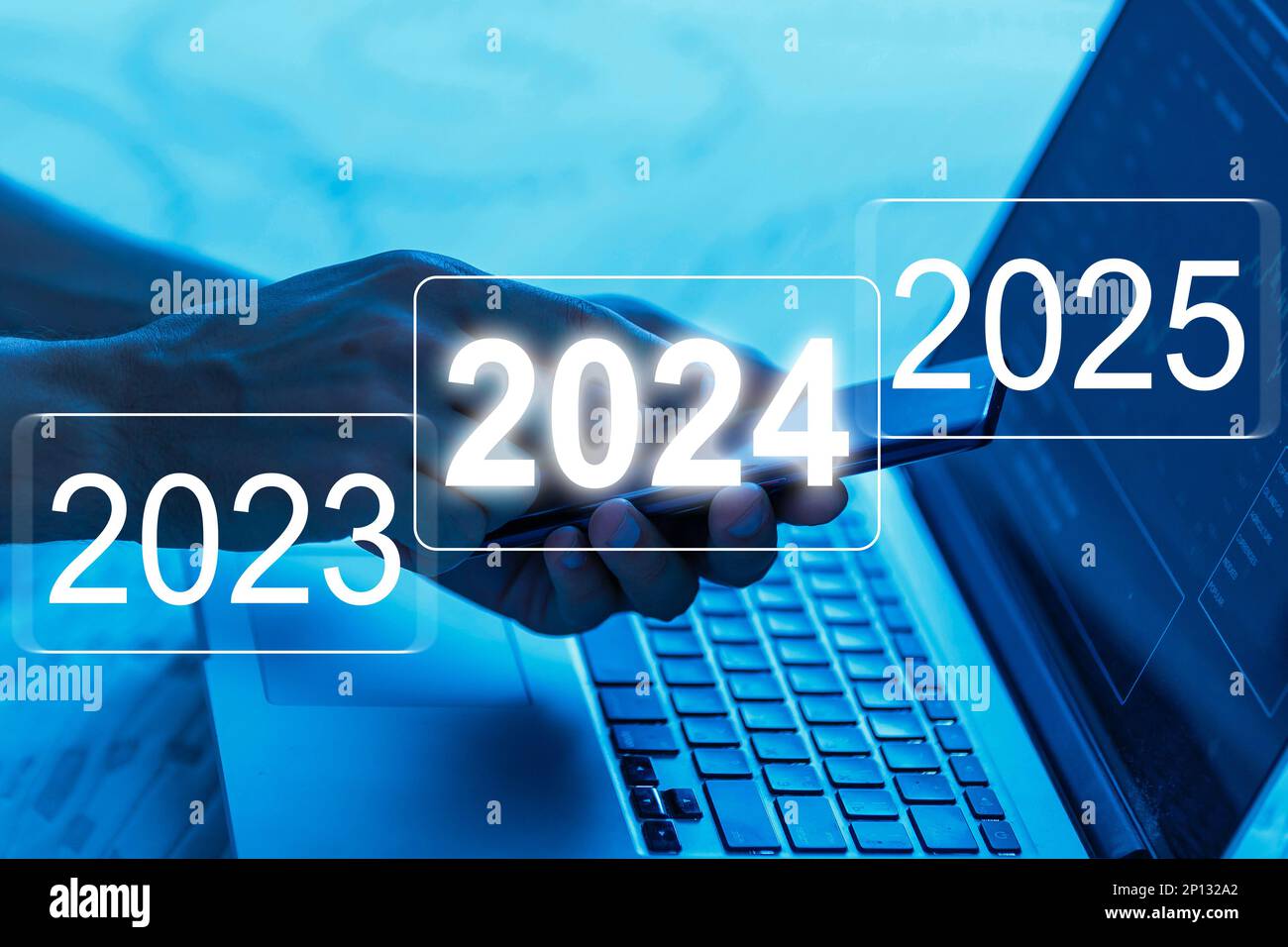 New year number 2023, 2024, 2025 on stepping Stock Photo - Alamy