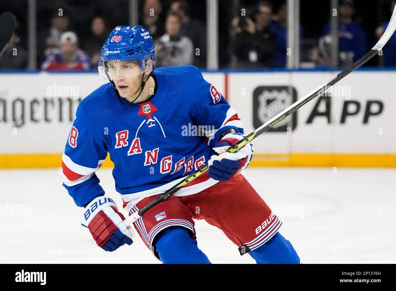 New York Rangers right wing Patrick Kane (88) skates the ice during the