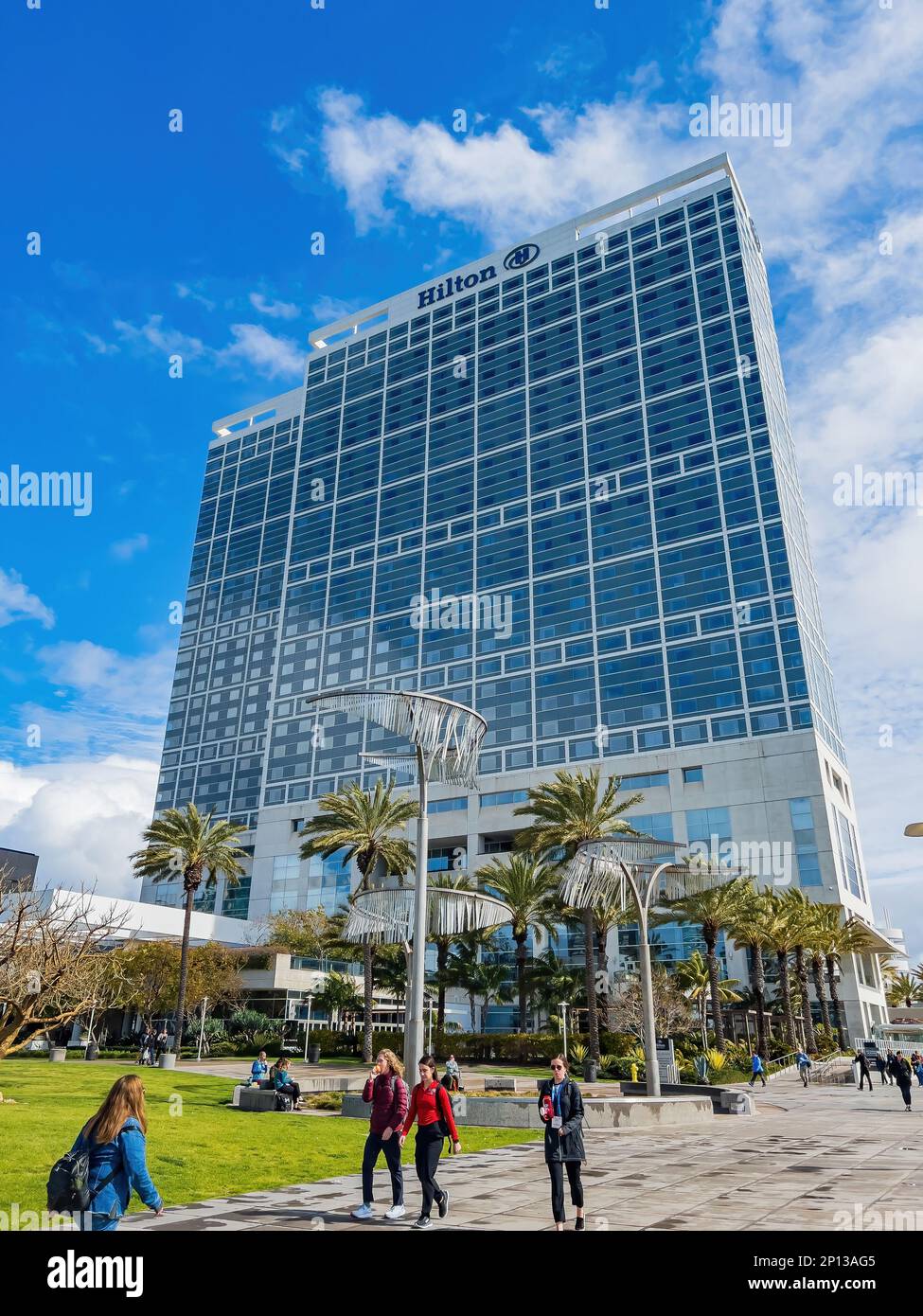 San Diego, FEB 23 2023 - Sunny view of the Hilton hotel Stock Photo