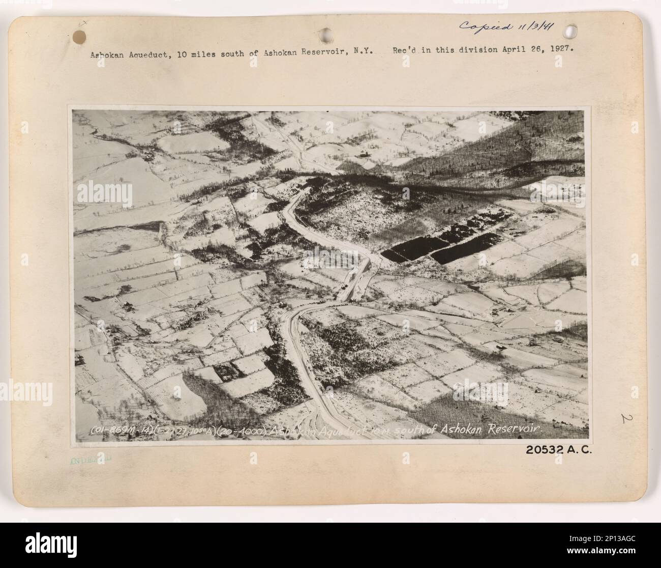 New York Ashokan Aqueduct and Reservoir, Aerial Photograph Stock