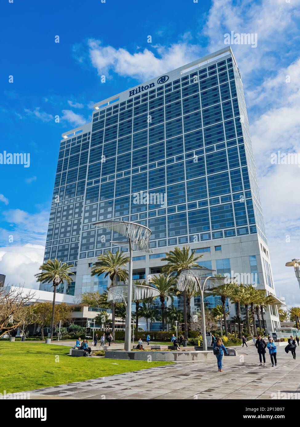 San Diego, FEB 23 2023 - Sunny view of the Hilton hotel Stock Photo