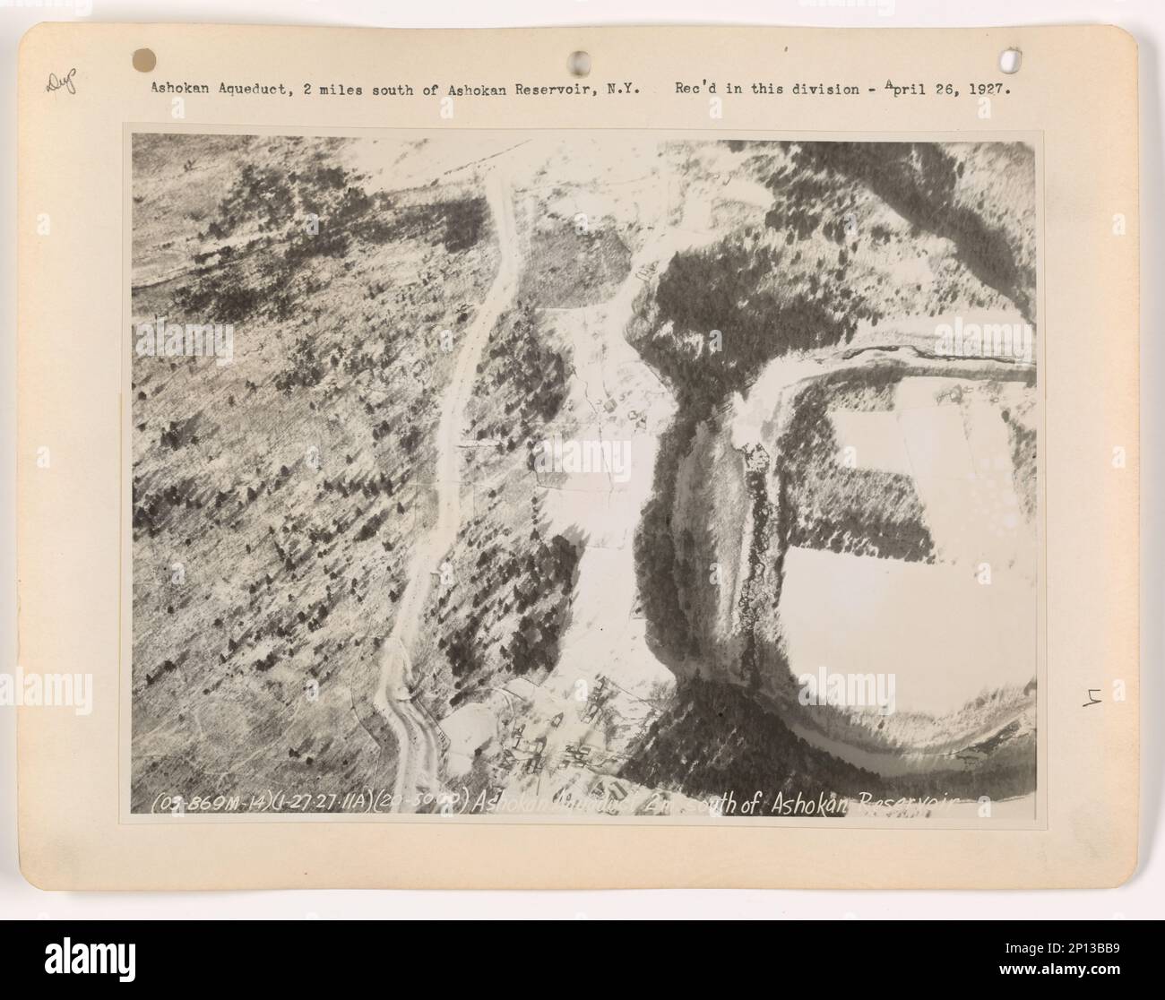 New York Ashokan Aqueduct and Reservoir, Aerial Photograph Stock