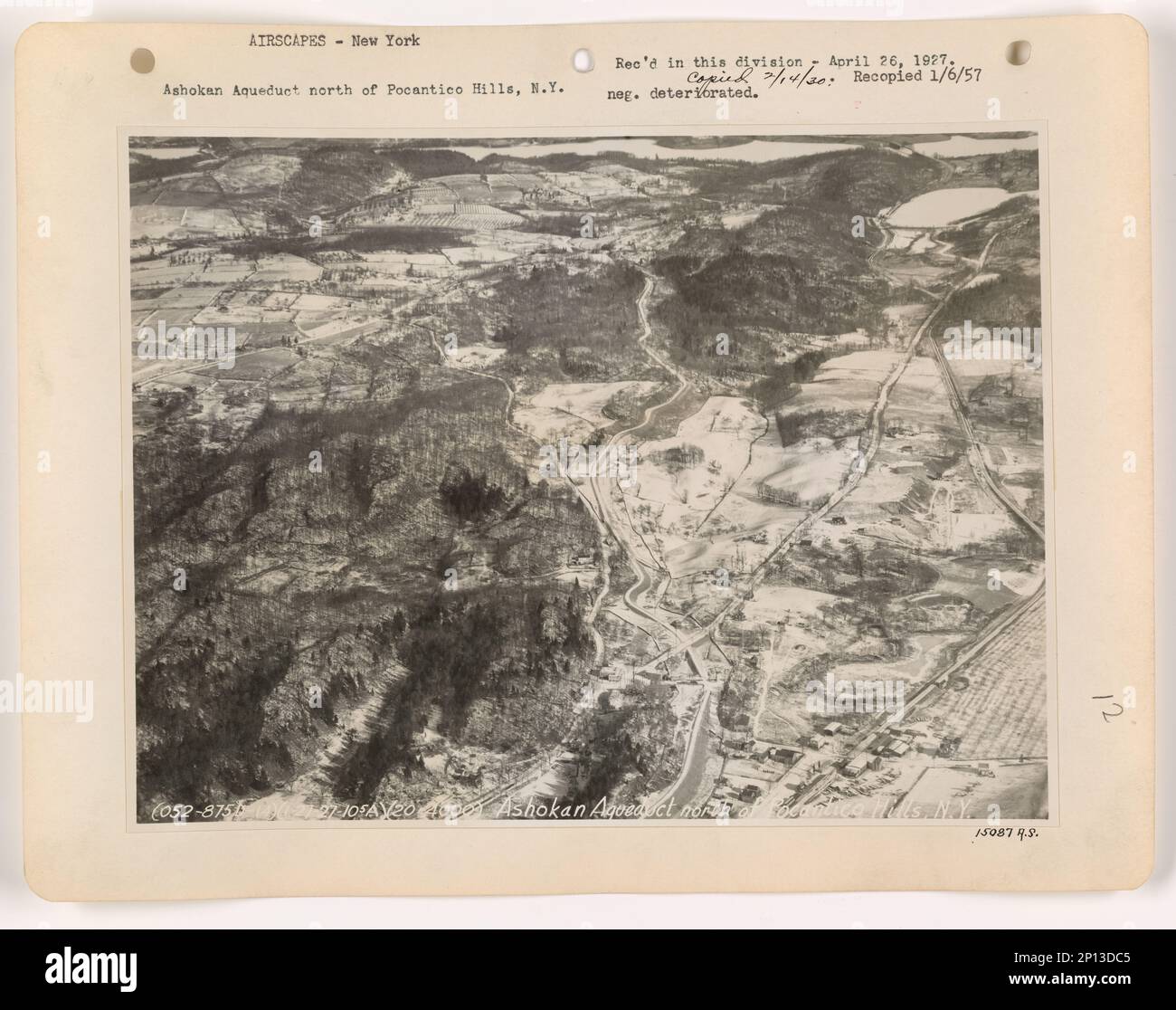 New York Ashokan Aqueduct and Reservoir, Aerial Photograph Stock