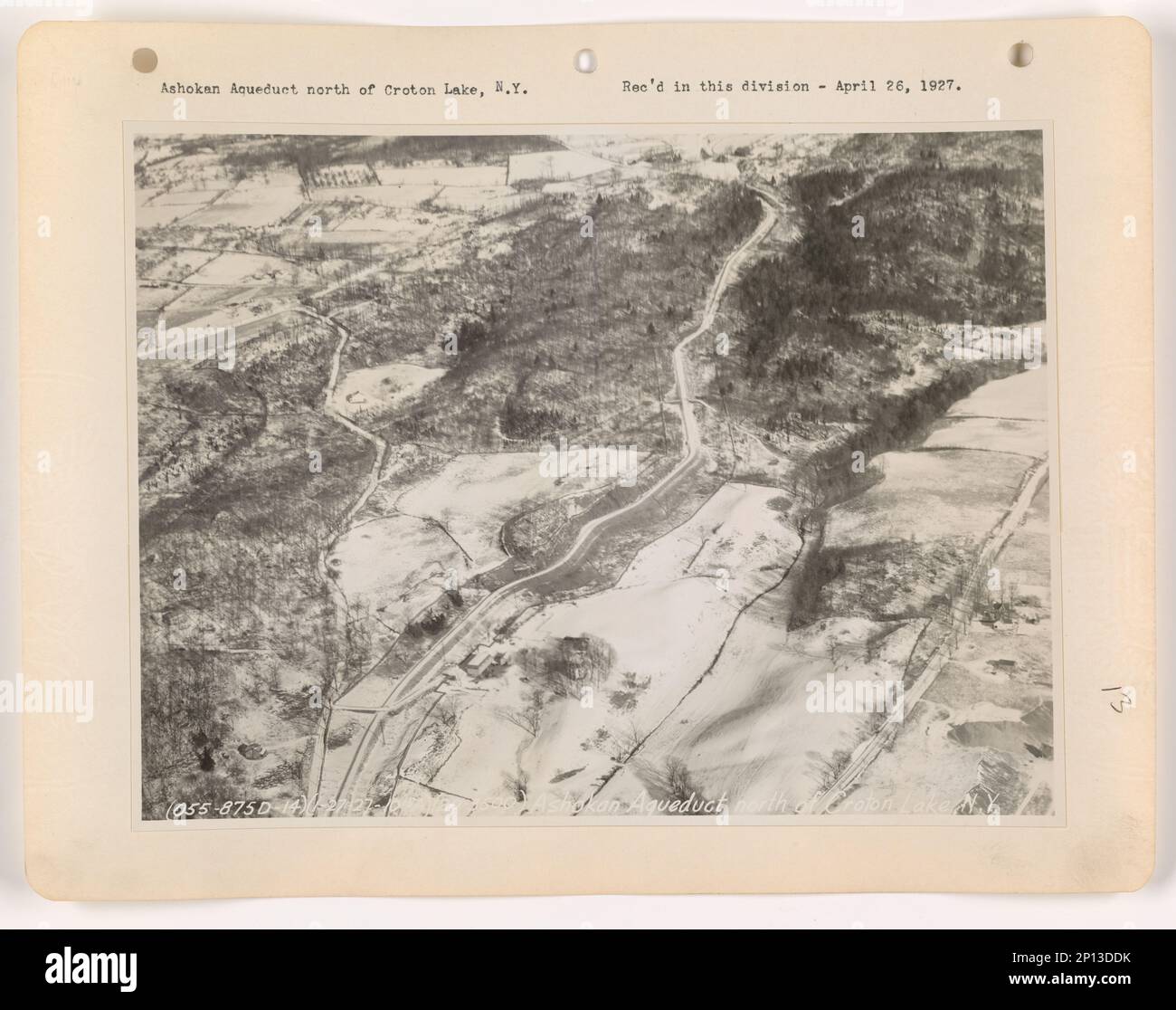 New York Ashokan Aqueduct and Reservoir, Aerial Photograph Stock