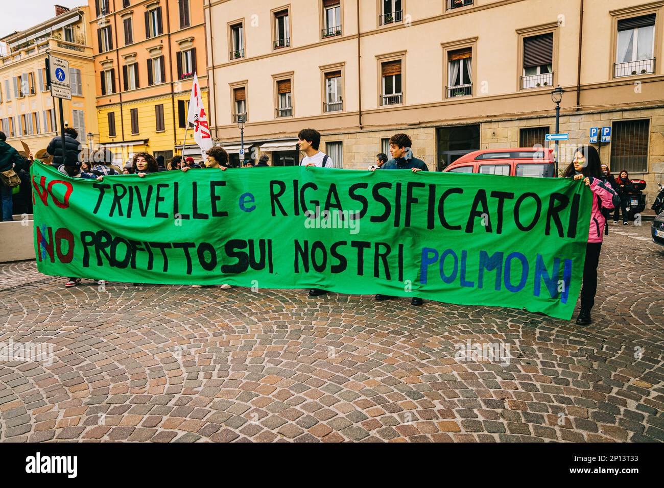 Bologna, ITALY. March 3, 2023. Climate activists take part in a demonstration organized by Friday For Future movement as part of the Global Climate Strike, on March 3, 2022 in Bologna, Italy. Credit: Massimiliano Donati/Alamy Live News Stock Photo